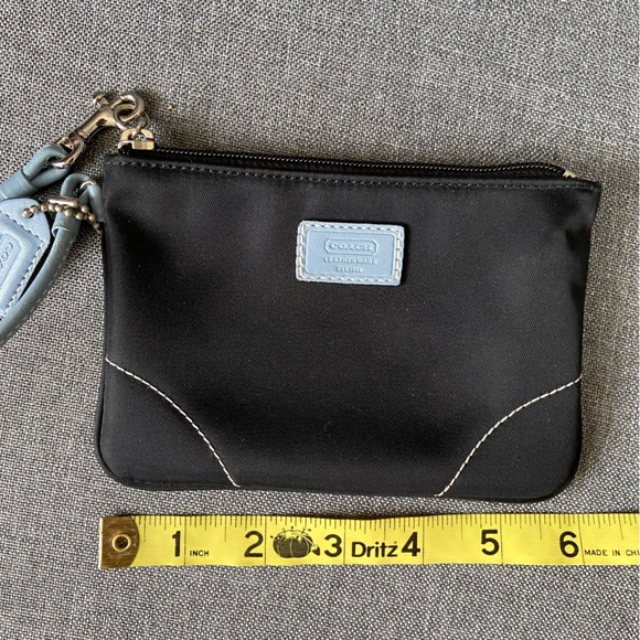 Coach Canvas Wristlet Black/Baby Blue - Picture 5 of 7